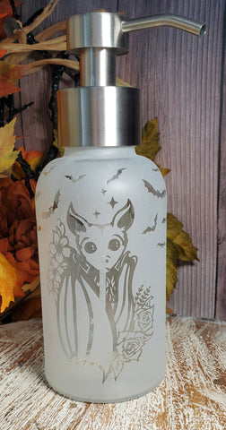 Bat Etched Glass Foaming Soap Dispenser