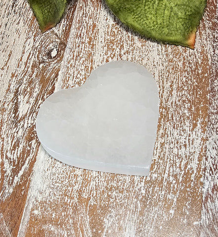 Selenite Flat Heart Pocket/Palm Stone