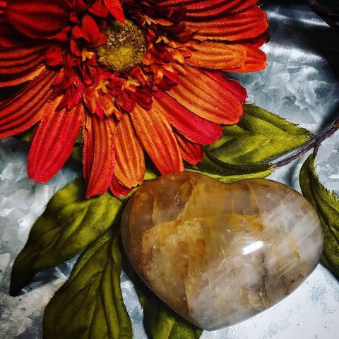 2.25 x 2.5" yellow Healers Quartz Heart