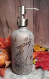 16oz Etched Amber Glass Soap Dispensor