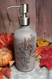16oz Etched Amber Glass Soap Dispensor
