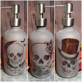 16oz Etched Amber Glass Soap Dispensor