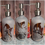 16oz Etched Amber Glass Soap Dispensor