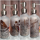 16oz Etched Amber Glass Soap Dispensor