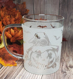 (Choose Design) 15 oz Halloween Borosilicate lightweight Etched Glass Mugs