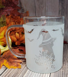 (Choose Design) 15 oz Halloween Borosilicate lightweight Etched Glass Mugs