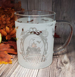 15 oz  Random Surprise Halloween Borosilicate lightweight Etched Glass Mugs