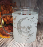 15 oz  Random Surprise Halloween Borosilicate lightweight Etched Glass Mugs