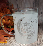 (Choose Design) 15 oz Halloween Borosilicate lightweight Etched Glass Mugs
