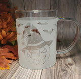 (Choose Design) 15 oz Halloween Borosilicate lightweight Etched Glass Mugs
