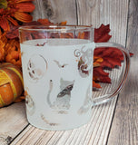 (Choose Design) 15 oz Halloween Borosilicate lightweight Etched Glass Mugs