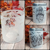 (Choose Design) 15 oz Halloween Borosilicate lightweight Etched Glass Mugs