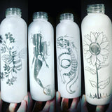 18 oz Etched Glass Bottles