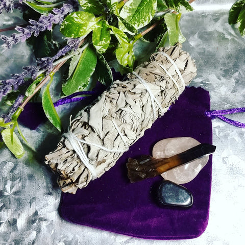 White Sage Bundle & Crystal Bag