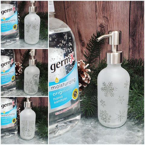 8oz Etched Glass Soap/Sanitizer  Dispensor