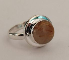 Sterling Silver Rutilated Quartz Ring Size 15.5