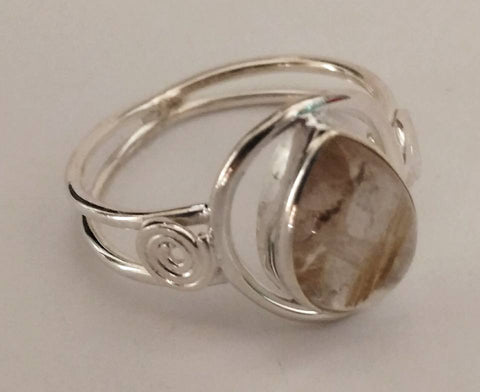Sterling Silver Rutilated Quartz Ring Size 15